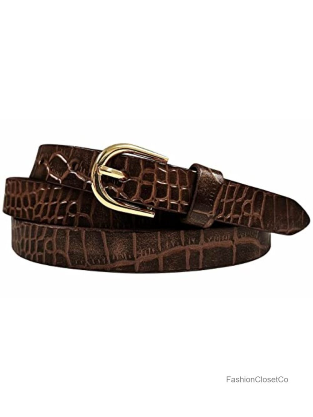 Skinny Fashion Belt Genuine Leather Dress Belt 3/4" Wide